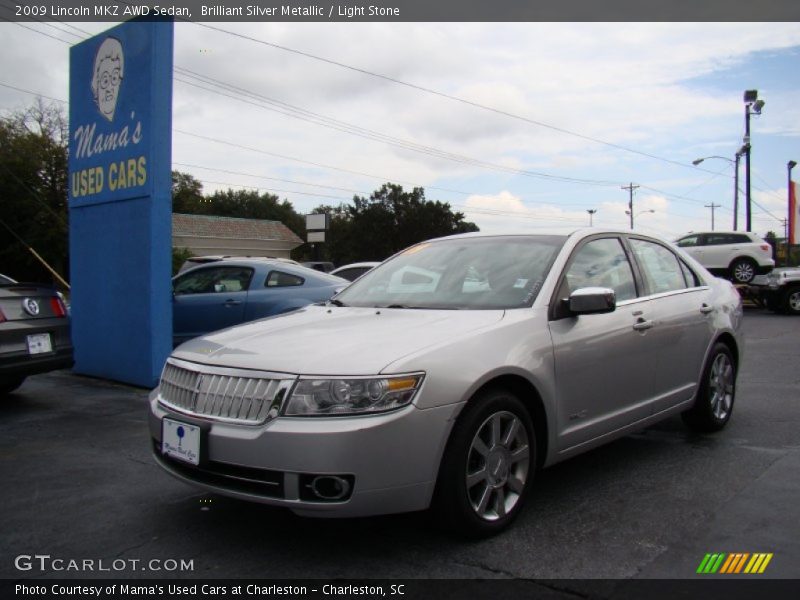 Brilliant Silver Metallic / Light Stone 2009 Lincoln MKZ AWD Sedan