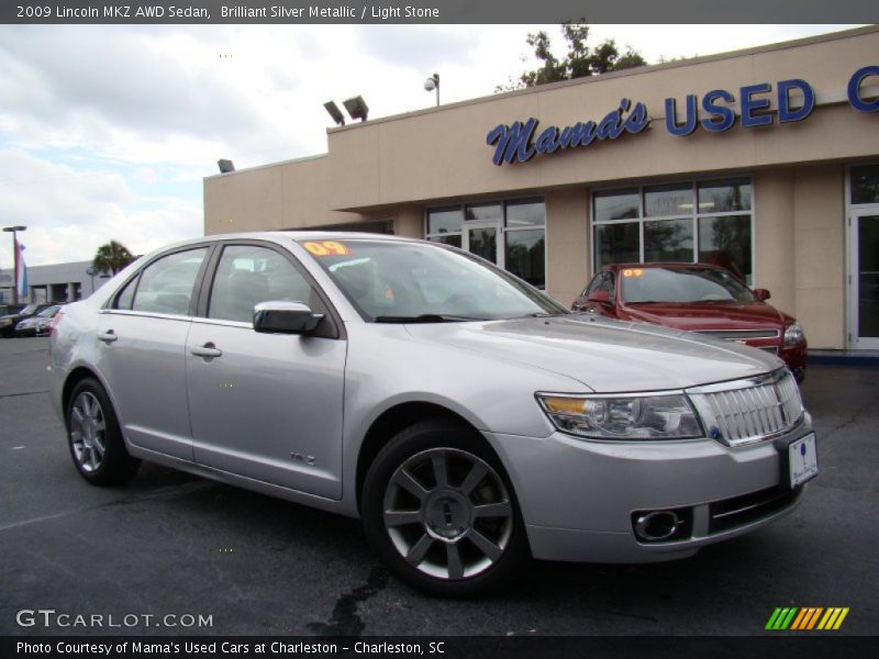 Brilliant Silver Metallic / Light Stone 2009 Lincoln MKZ AWD Sedan