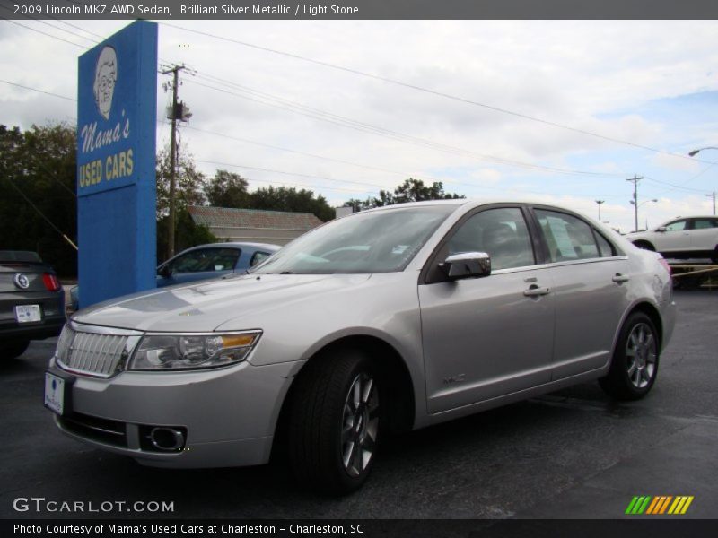 Brilliant Silver Metallic / Light Stone 2009 Lincoln MKZ AWD Sedan