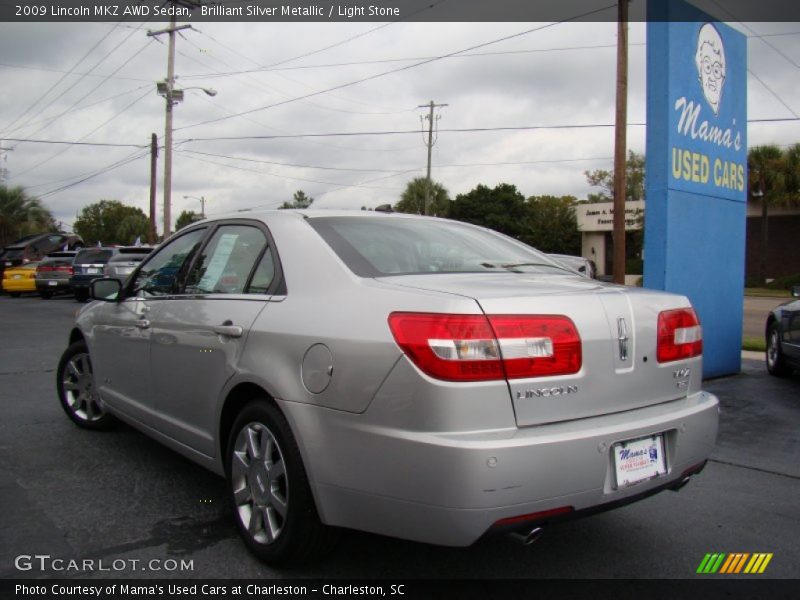 Brilliant Silver Metallic / Light Stone 2009 Lincoln MKZ AWD Sedan