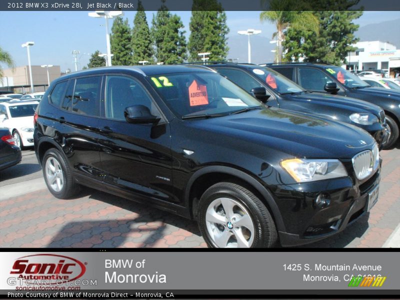 Jet Black / Black 2012 BMW X3 xDrive 28i