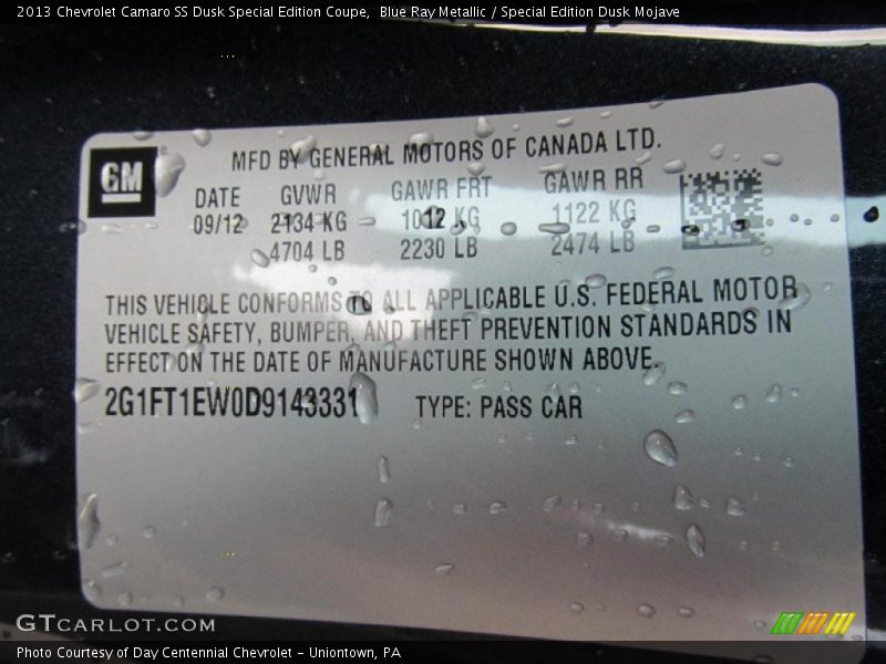 Blue Ray Metallic / Special Edition Dusk Mojave 2013 Chevrolet Camaro SS Dusk Special Edition Coupe