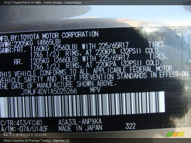 Pyrite Metallic / Sand Beige 2010 Toyota RAV4 I4 4WD