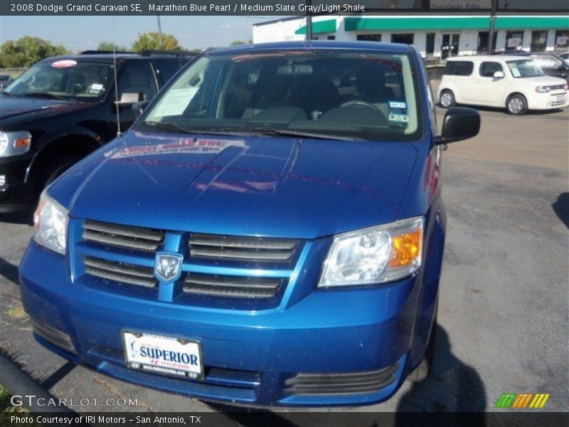 Marathon Blue Pearl / Medium Slate Gray/Light Shale 2008 Dodge Grand Caravan SE