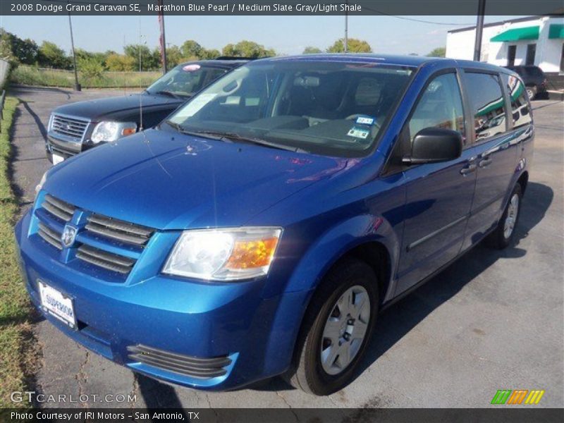 Marathon Blue Pearl / Medium Slate Gray/Light Shale 2008 Dodge Grand Caravan SE