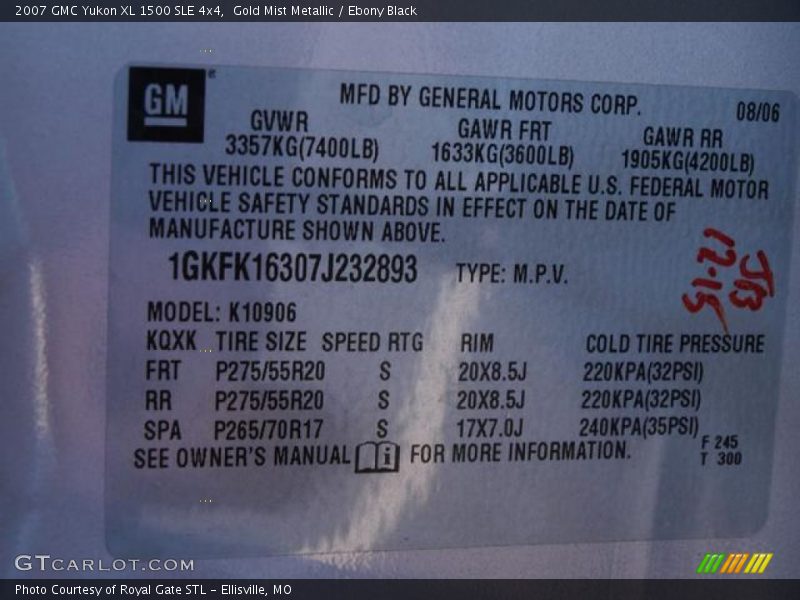Gold Mist Metallic / Ebony Black 2007 GMC Yukon XL 1500 SLE 4x4