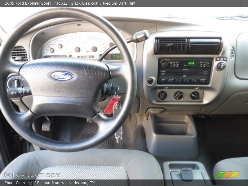 Black Clearcoat / Medium Dark Flint 2005 Ford Explorer Sport Trac XLS
