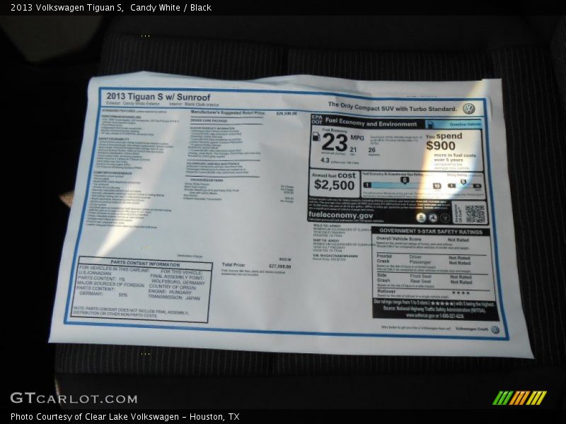 Candy White / Black 2013 Volkswagen Tiguan S