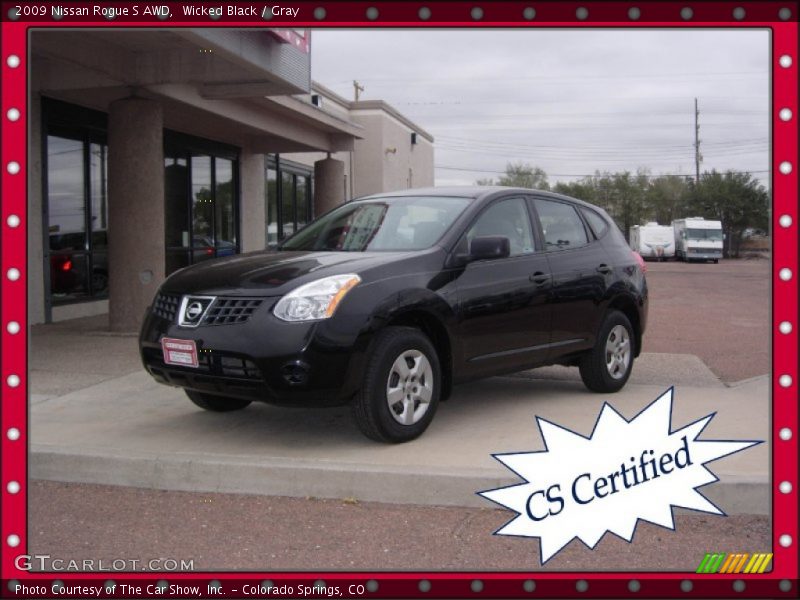 Wicked Black / Gray 2009 Nissan Rogue S AWD