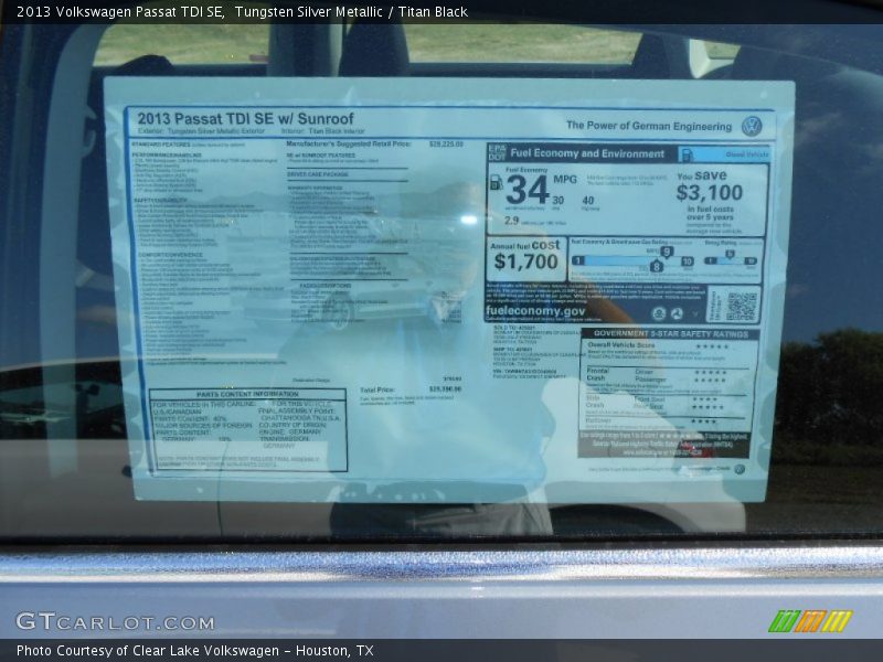 Tungsten Silver Metallic / Titan Black 2013 Volkswagen Passat TDI SE