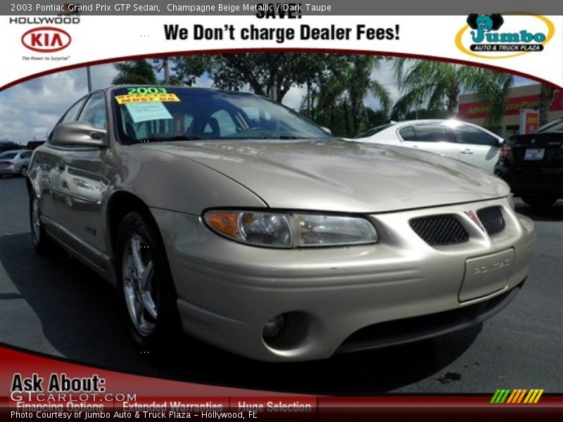 Champagne Beige Metallic / Dark Taupe 2003 Pontiac Grand Prix GTP Sedan