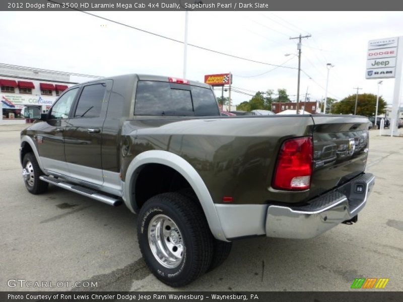 Sagebrush Pearl / Dark Slate 2012 Dodge Ram 3500 HD Laramie Mega Cab 4x4 Dually