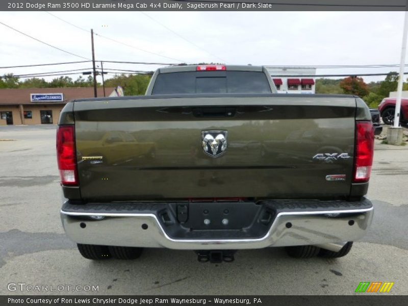 Sagebrush Pearl / Dark Slate 2012 Dodge Ram 3500 HD Laramie Mega Cab 4x4 Dually