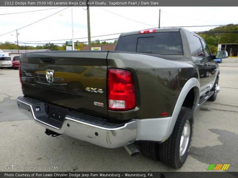 Sagebrush Pearl / Dark Slate 2012 Dodge Ram 3500 HD Laramie Mega Cab 4x4 Dually