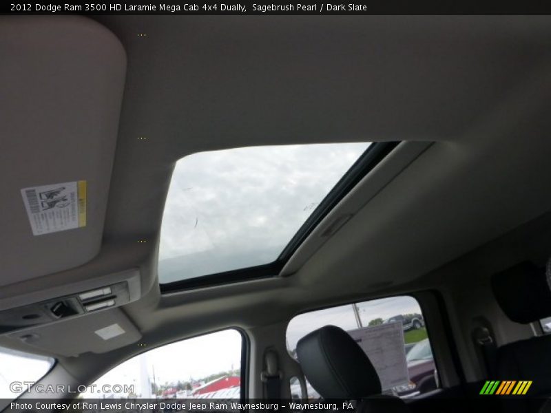 Sagebrush Pearl / Dark Slate 2012 Dodge Ram 3500 HD Laramie Mega Cab 4x4 Dually