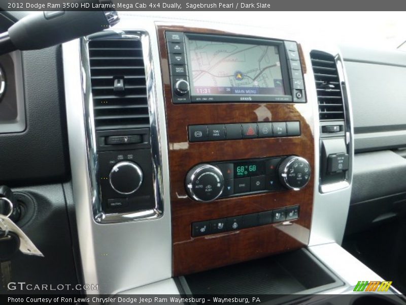 Sagebrush Pearl / Dark Slate 2012 Dodge Ram 3500 HD Laramie Mega Cab 4x4 Dually