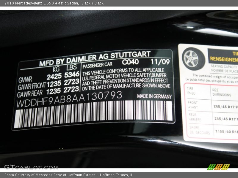 Black / Black 2010 Mercedes-Benz E 550 4Matic Sedan