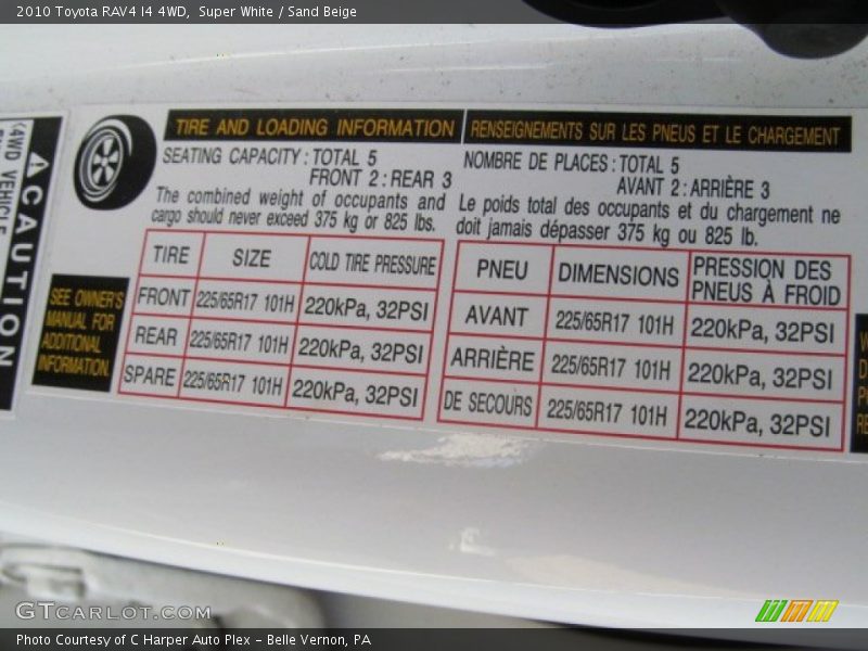Super White / Sand Beige 2010 Toyota RAV4 I4 4WD