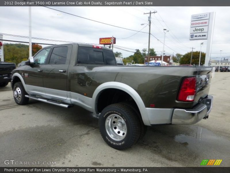Sagebrush Pearl / Dark Slate 2012 Dodge Ram 3500 HD Laramie Crew Cab 4x4 Dually