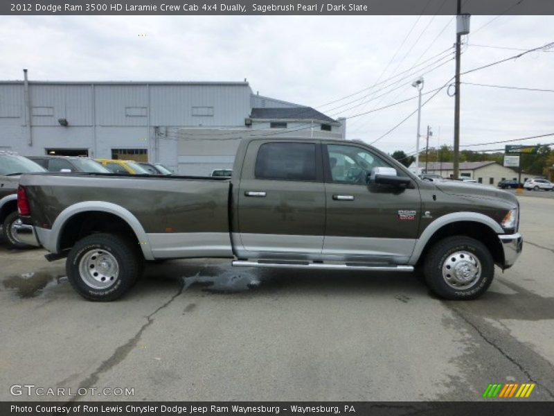 Sagebrush Pearl / Dark Slate 2012 Dodge Ram 3500 HD Laramie Crew Cab 4x4 Dually