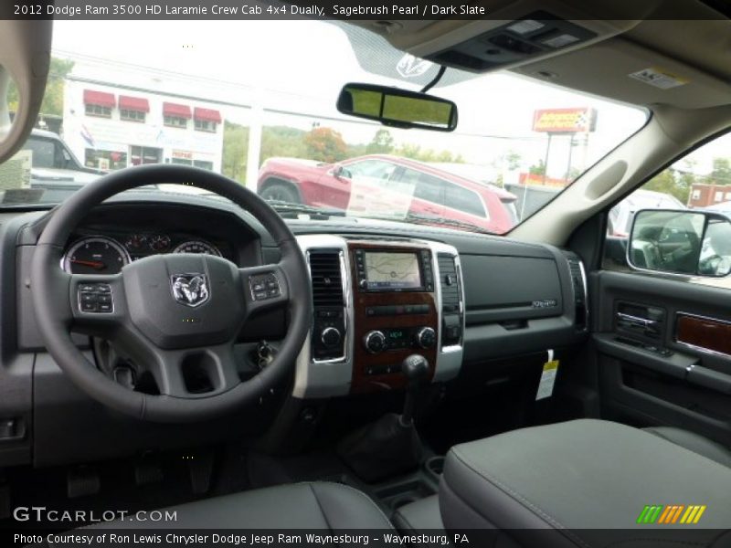 Sagebrush Pearl / Dark Slate 2012 Dodge Ram 3500 HD Laramie Crew Cab 4x4 Dually