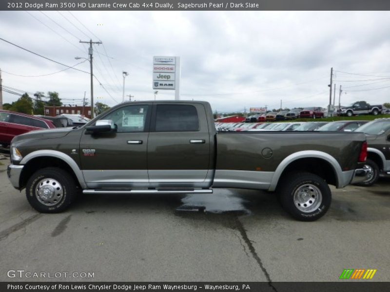 Sagebrush Pearl / Dark Slate 2012 Dodge Ram 3500 HD Laramie Crew Cab 4x4 Dually