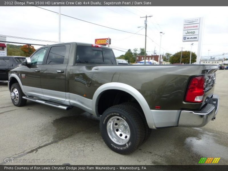 Sagebrush Pearl / Dark Slate 2012 Dodge Ram 3500 HD Laramie Crew Cab 4x4 Dually