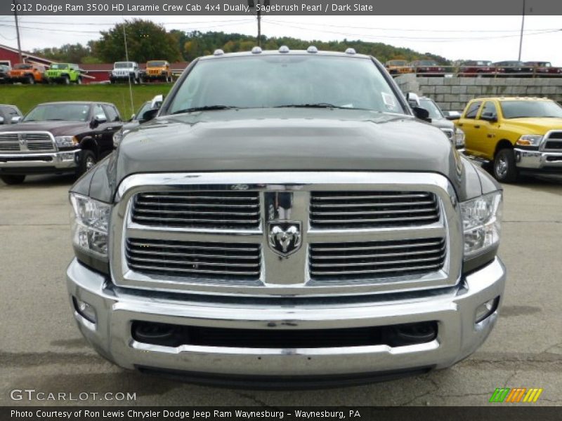 Sagebrush Pearl / Dark Slate 2012 Dodge Ram 3500 HD Laramie Crew Cab 4x4 Dually