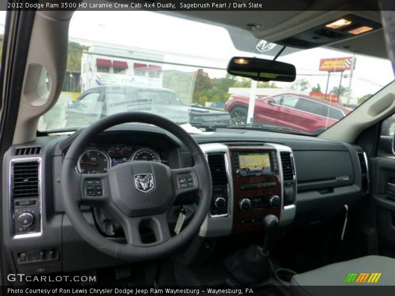 Sagebrush Pearl / Dark Slate 2012 Dodge Ram 3500 HD Laramie Crew Cab 4x4 Dually