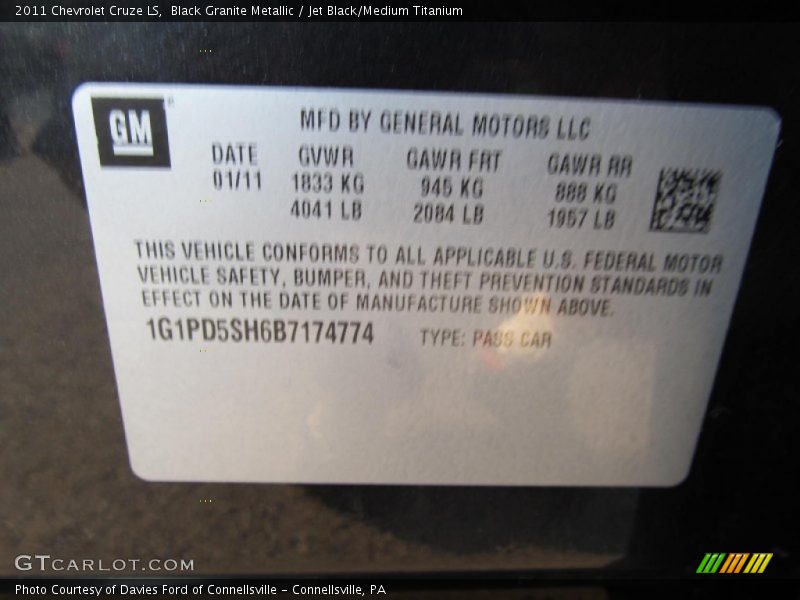 Black Granite Metallic / Jet Black/Medium Titanium 2011 Chevrolet Cruze LS