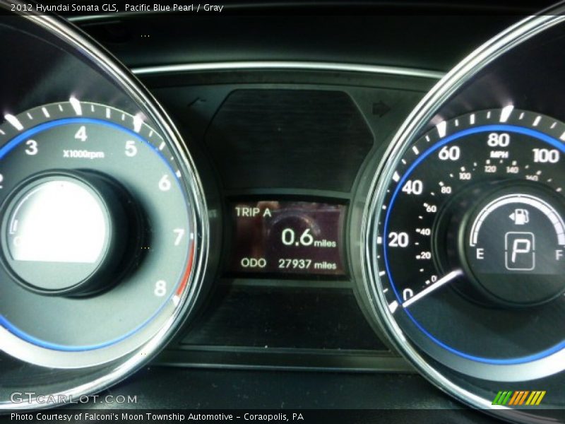 Pacific Blue Pearl / Gray 2012 Hyundai Sonata GLS