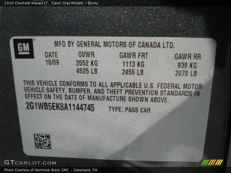 Cyber Gray Metallic / Ebony 2010 Chevrolet Impala LT