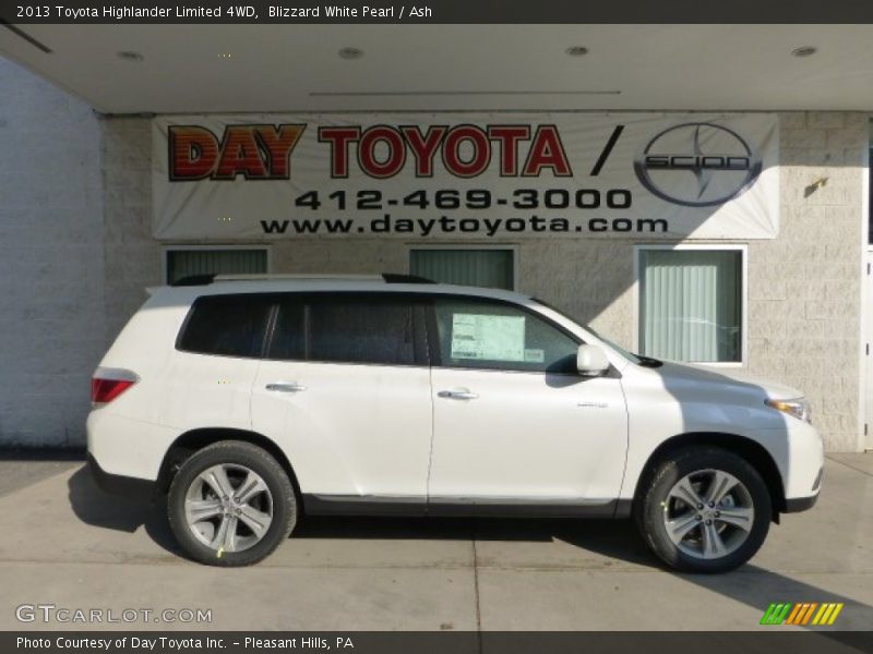 Blizzard White Pearl / Ash 2013 Toyota Highlander Limited 4WD
