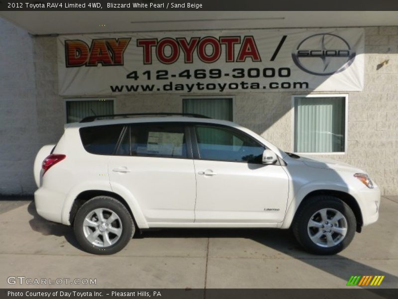Blizzard White Pearl / Sand Beige 2012 Toyota RAV4 Limited 4WD