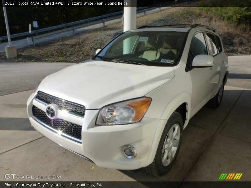 Blizzard White Pearl / Sand Beige 2012 Toyota RAV4 Limited 4WD