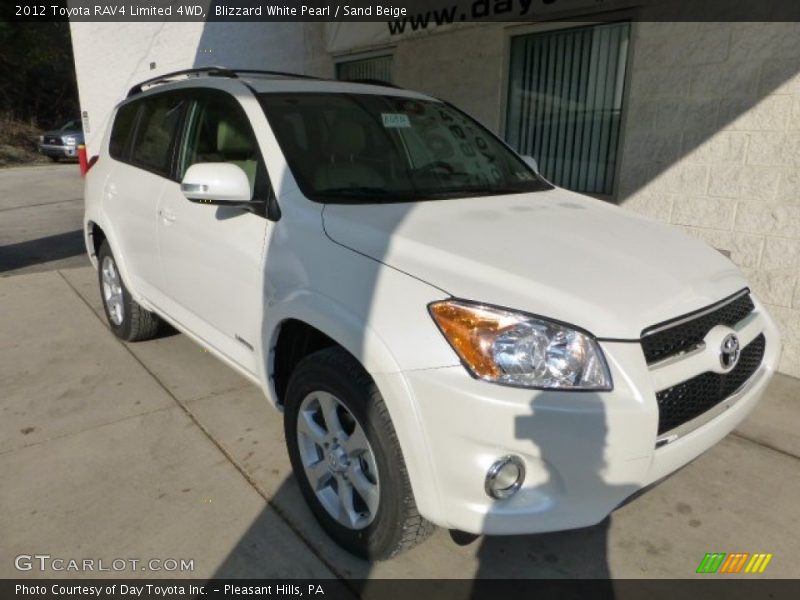 Blizzard White Pearl / Sand Beige 2012 Toyota RAV4 Limited 4WD