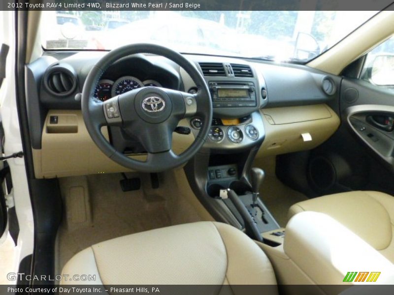 Blizzard White Pearl / Sand Beige 2012 Toyota RAV4 Limited 4WD