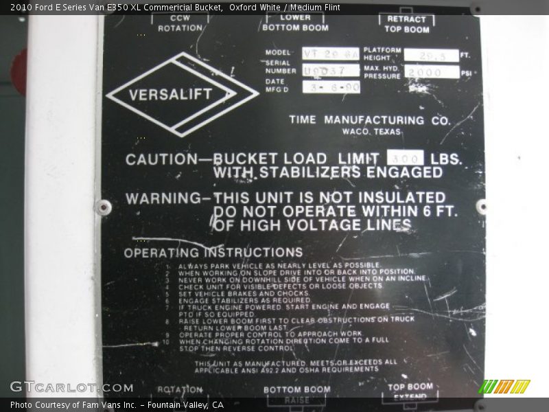 Oxford White / Medium Flint 2010 Ford E Series Van E350 XL Commericial Bucket