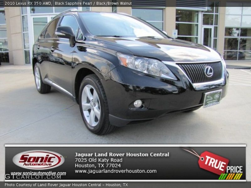 Black Sapphire Pearl / Black/Brown Walnut 2010 Lexus RX 350 AWD