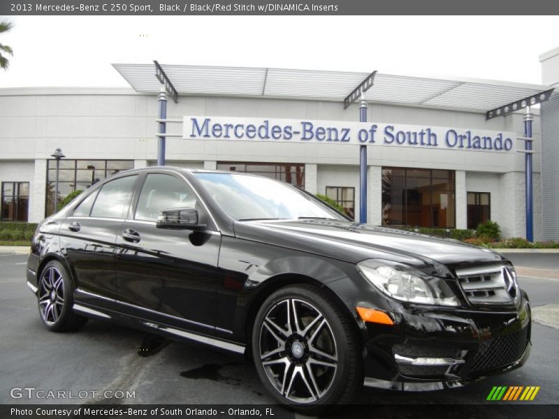 Black / Black/Red Stitch w/DINAMICA Inserts 2013 Mercedes-Benz C 250 Sport