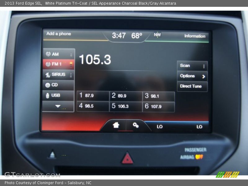 White Platinum Tri-Coat / SEL Appearance Charcoal Black/Gray Alcantara 2013 Ford Edge SEL