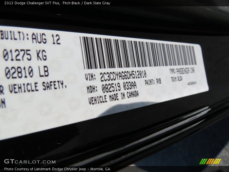 Pitch Black / Dark Slate Gray 2013 Dodge Challenger SXT Plus