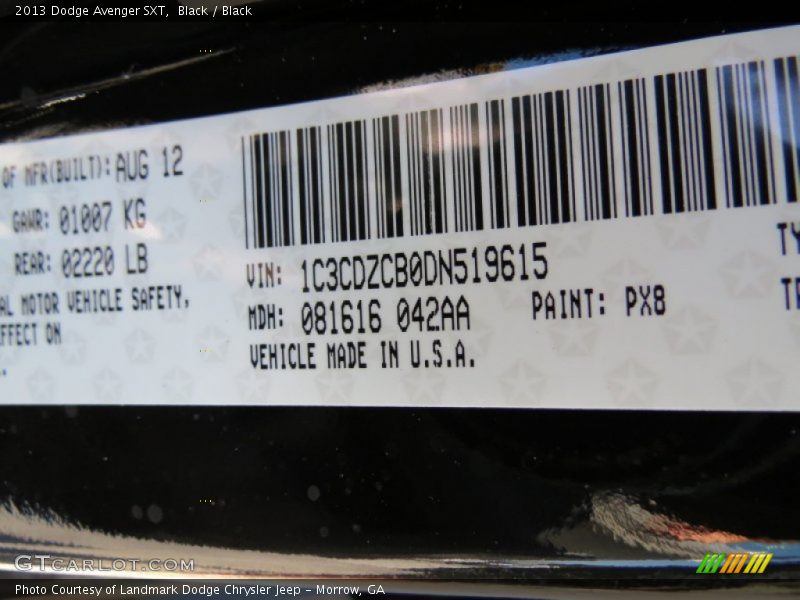 Black / Black 2013 Dodge Avenger SXT