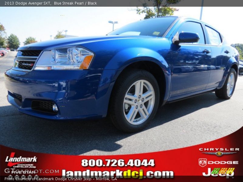 Blue Streak Pearl / Black 2013 Dodge Avenger SXT