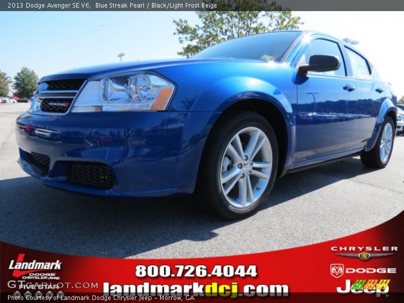 Blue Streak Pearl / Black/Light Frost Beige 2013 Dodge Avenger SE V6