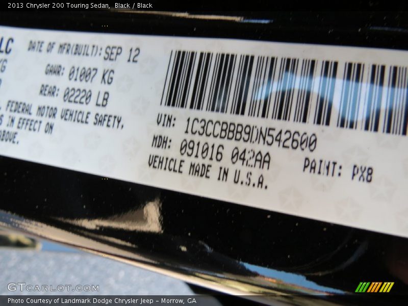 Black / Black 2013 Chrysler 200 Touring Sedan