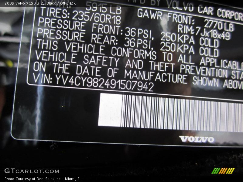 Black / Off Black 2009 Volvo XC90 3.2