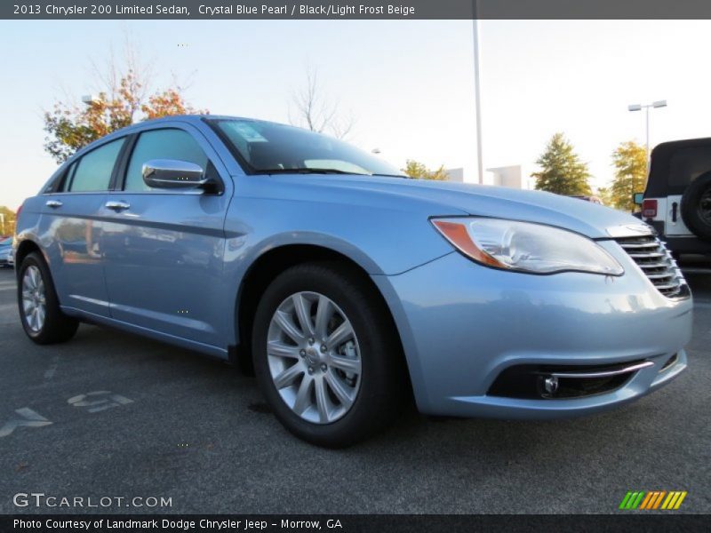 Crystal Blue Pearl / Black/Light Frost Beige 2013 Chrysler 200 Limited Sedan