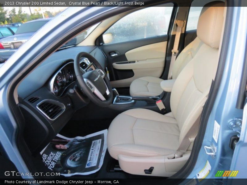 Crystal Blue Pearl / Black/Light Frost Beige 2013 Chrysler 200 Limited Sedan