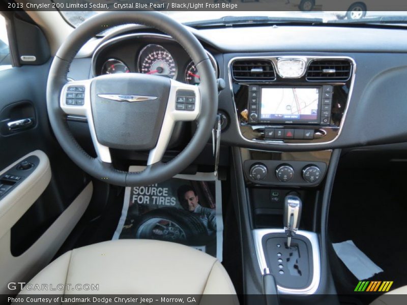 Crystal Blue Pearl / Black/Light Frost Beige 2013 Chrysler 200 Limited Sedan